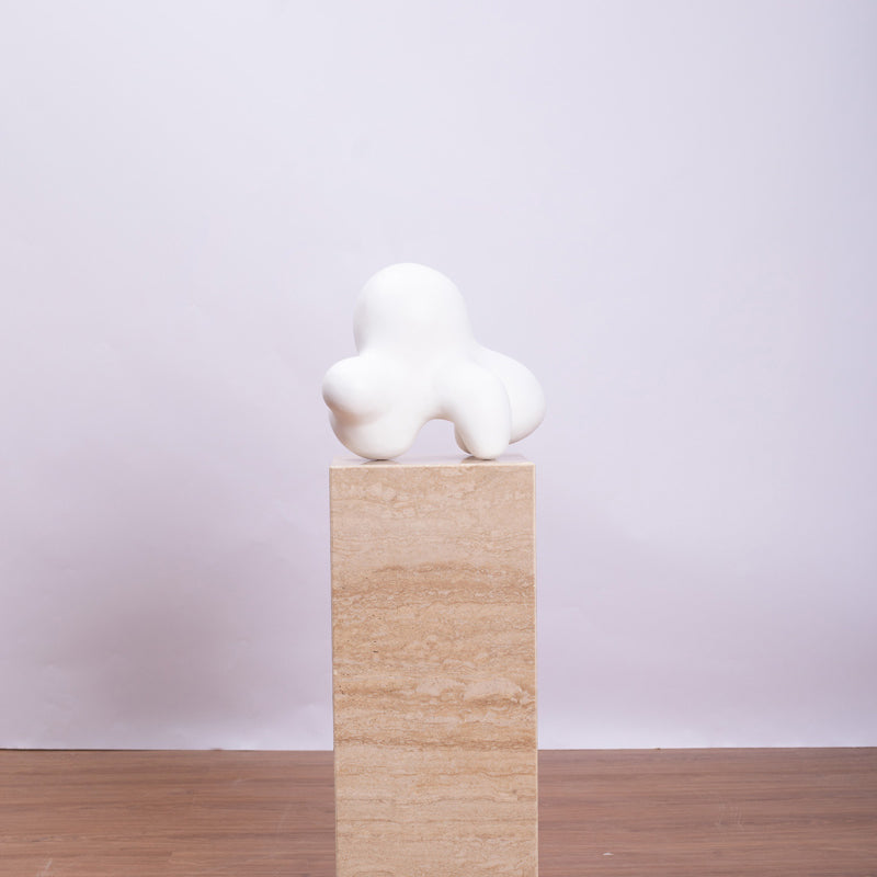 Tabletop Abstract White Wood Sculpture