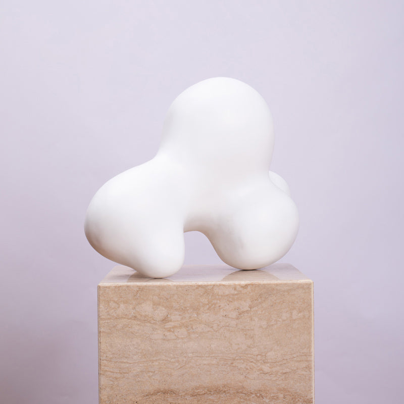 Tabletop Abstract White Wood Sculpture