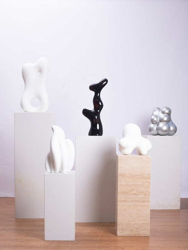 Tabletop Abstract White Wood Sculpture