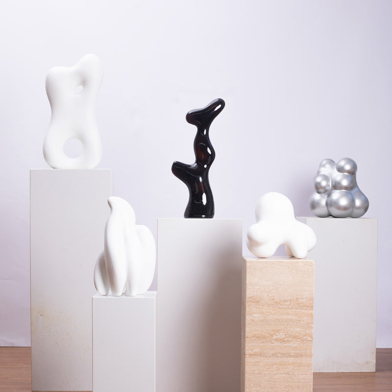 Tabletop Abstract White Wood Sculpture