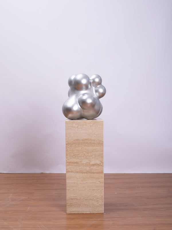 Tabletop Abstract Wood Sculpture Silver