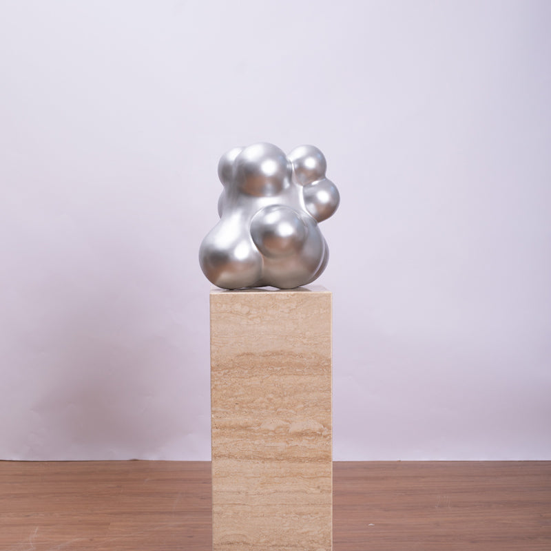 Tabletop Abstract Wood Sculpture Silver