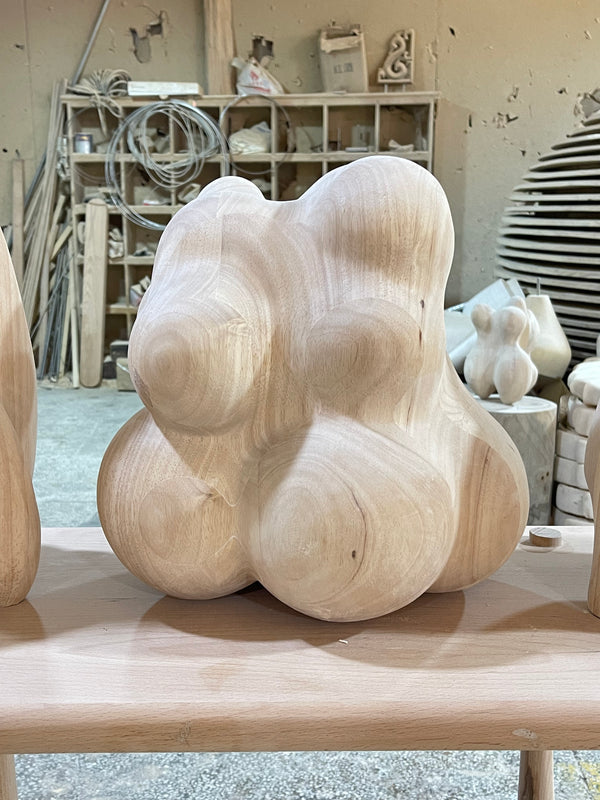 Tabletop Abstract Wood Sculpture Silver