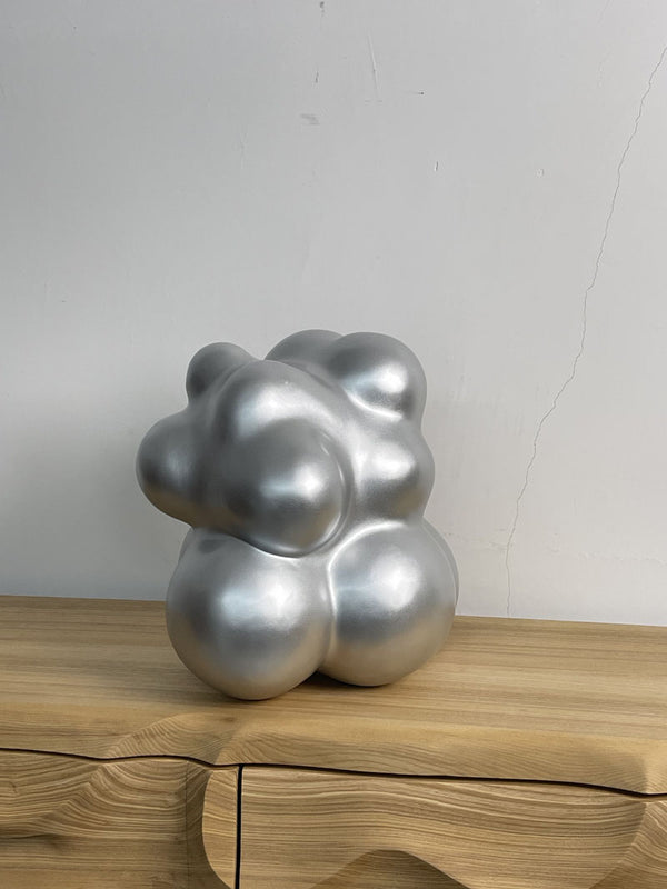 Tabletop Abstract Wood Sculpture Silver
