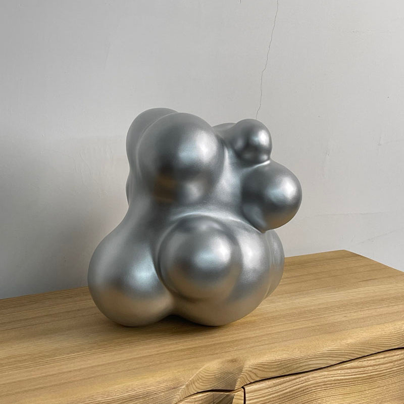 Tabletop Abstract Wood Sculpture Silver