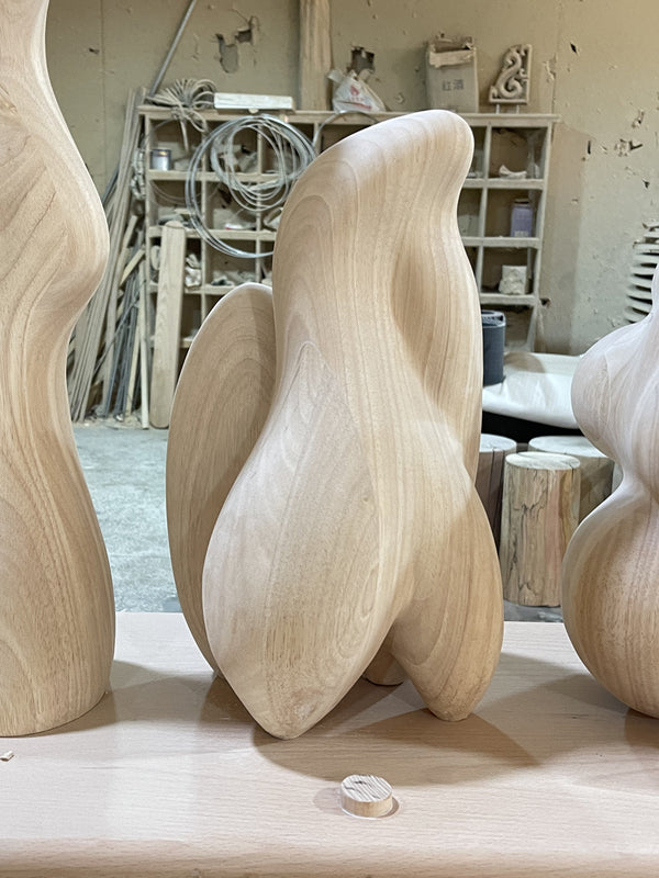 Contemporary Abstract Wood Indoor statue