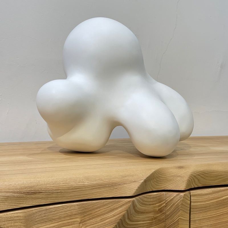 Tabletop Abstract White Wood Sculpture